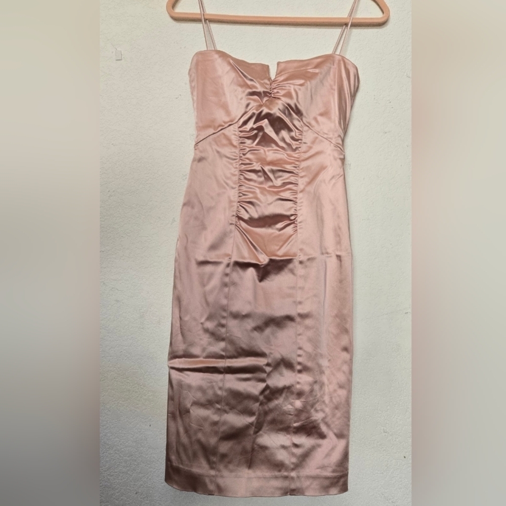 Nicole Miller Elegant Satin Spaghetti Strap Dress - Pink.Size 6 - Picture 2 of 5
